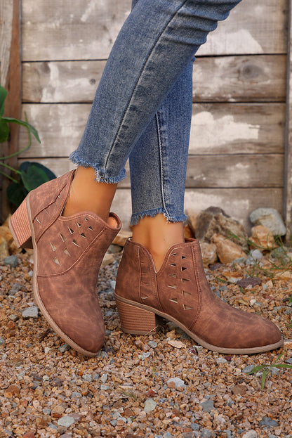 Quinn Cut Out Suede Ankle Boots  DAME BOHEME