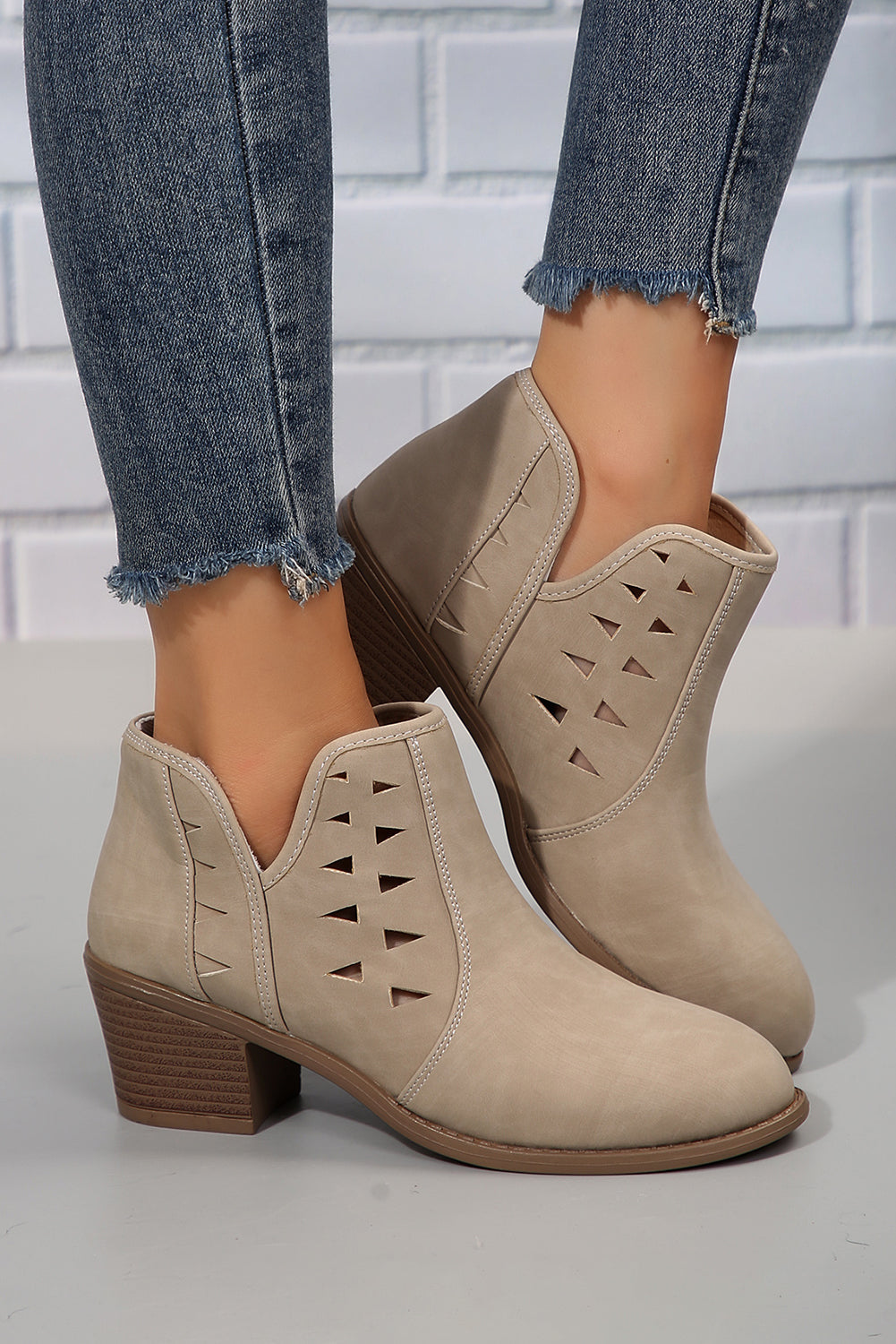 Quinn Cut Out Suede Ankle Boots  DAME BOHEME