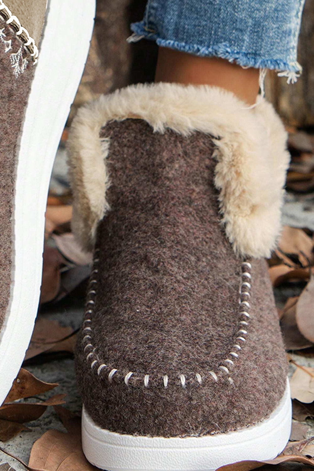 Anna Suede Stitching Plush Lined Anklet Boots  DAME BOHEME