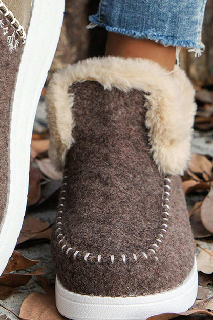 Anna Suede Stitching Plush Lined Anklet Boots  DAME BOHEME