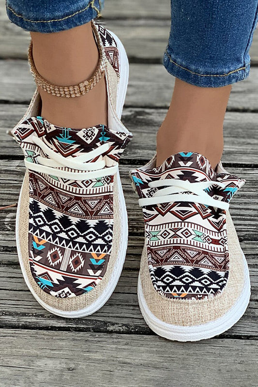 Bailee Vintage Aztec Lace-up Flat Shoes  DAME BOHEME
