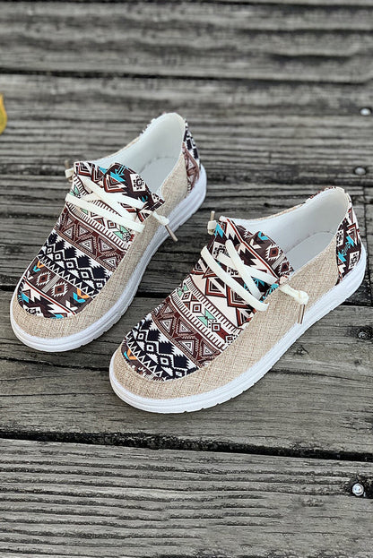 Bailee Vintage Aztec Lace-up Flat Shoes  DAME BOHEME