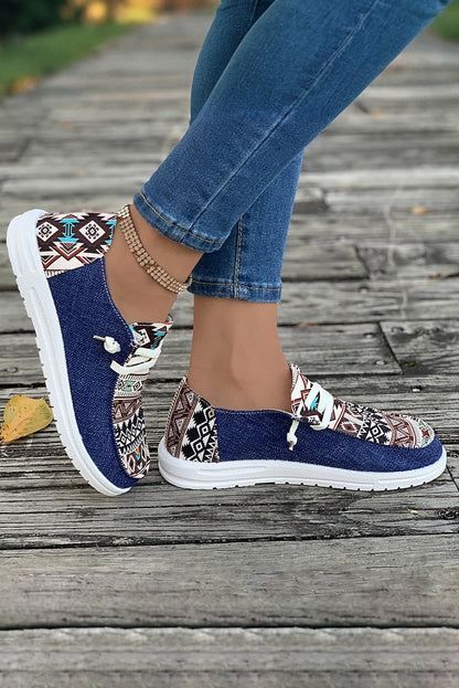 Bailee Vintage Aztec Lace-up Flat Shoes  DAME BOHEME