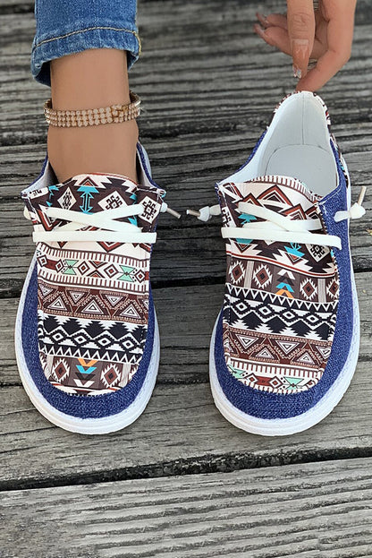 Bailee Vintage Aztec Lace-up Flat Shoes  DAME BOHEME