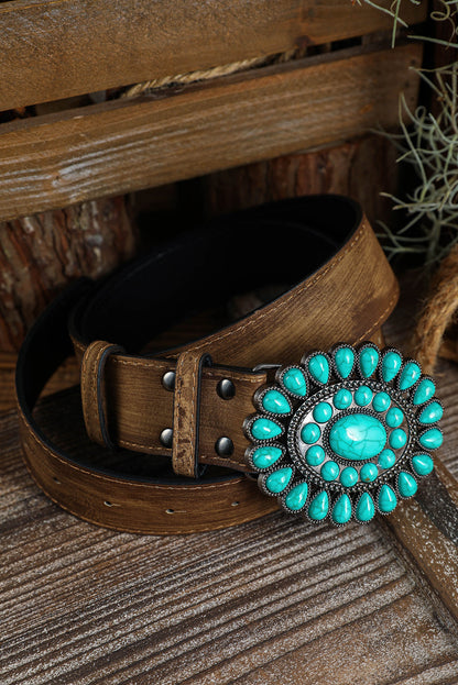Western Turquoise Decor Retro Wide Belt  DAME BOHEME