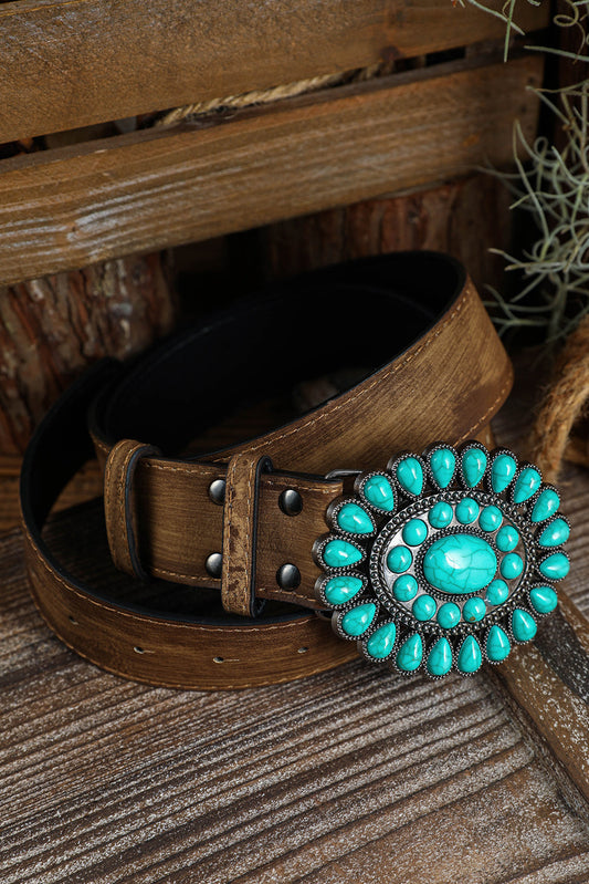 Western Turquoise Decor Retro Wide Belt  DAME BOHEME