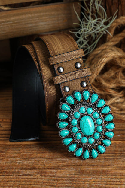 Western Turquoise Decor Retro Wide Belt  DAME BOHEME