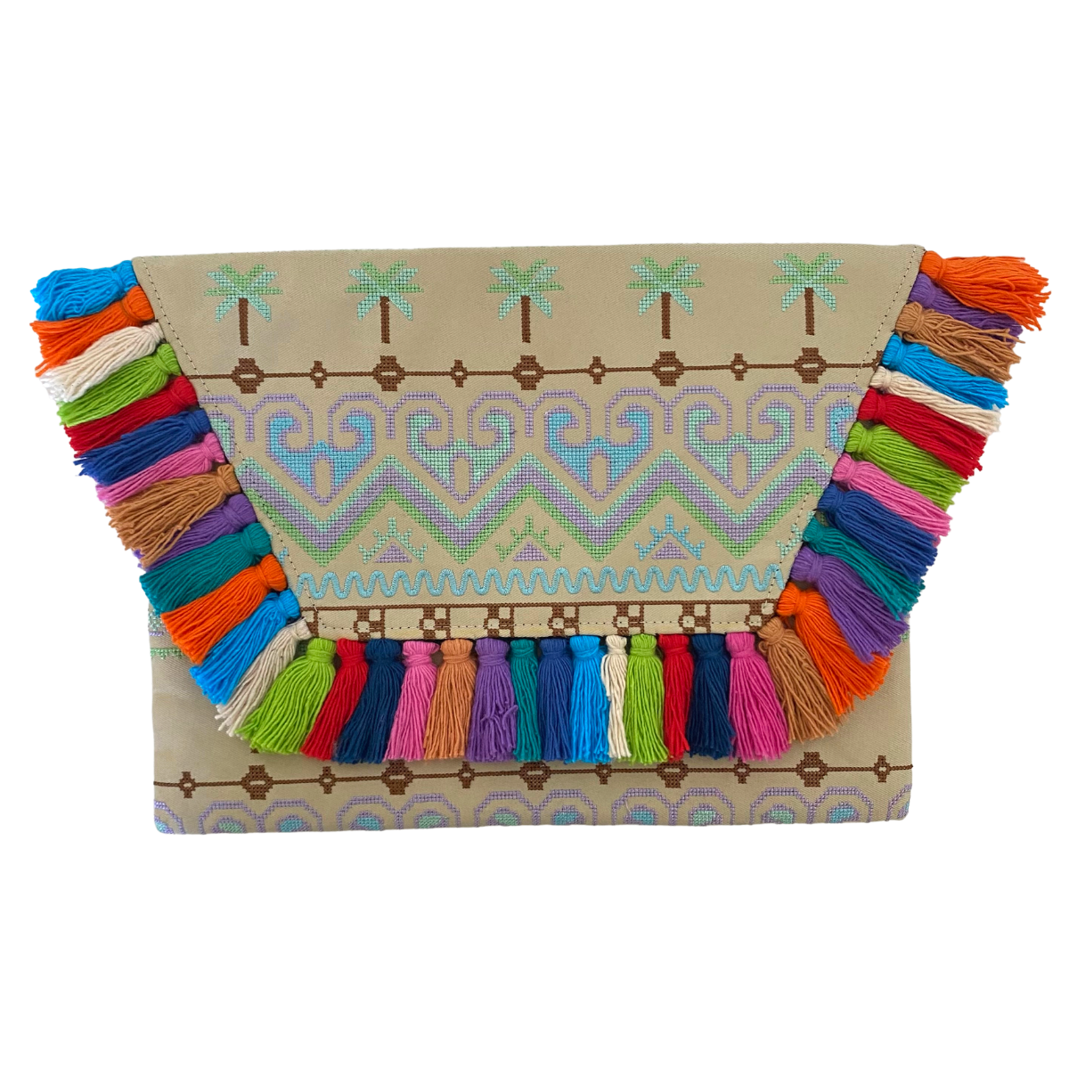 Embroidered Multi Tassel Envelope Clutch Bag - Thailand  DAME BOHEME
