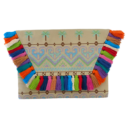 Embroidered Multi Tassel Envelope Clutch Bag - Thailand  DAME BOHEME