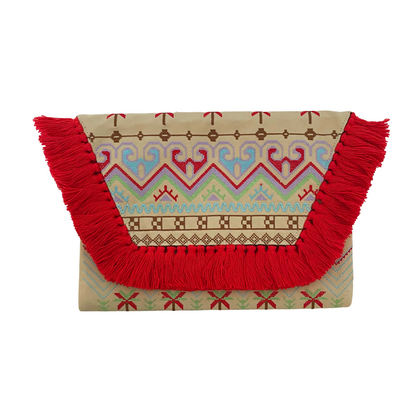 Embroidered Multi Tassel Envelope Clutch Bag - Thailand  DAME BOHEME