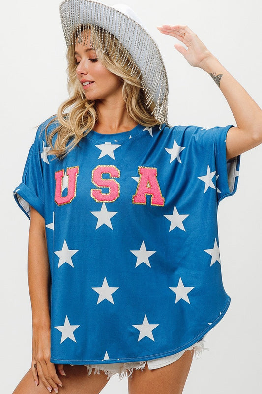 BiBi Fourth Of July Star Knit T-Shirt Trendsi