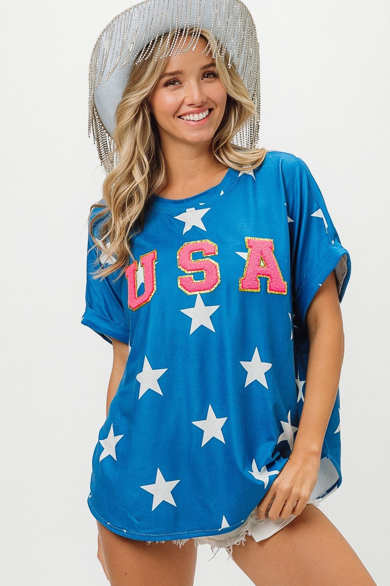 BiBi Fourth Of July Star Knit T-Shirt Trendsi