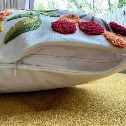 Bird and Bloom Embroidered Pillow Cover  DAME BOHEME