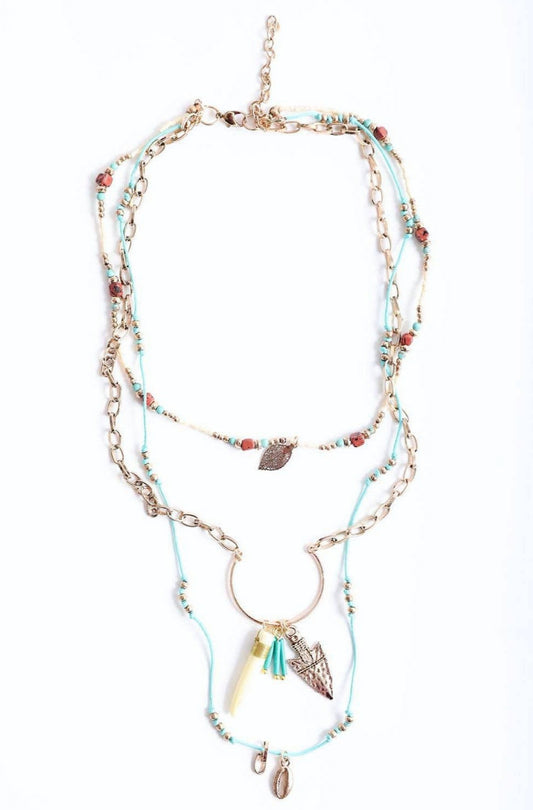 Bohemian Chic Faux Tusk & Horn Necklace 🐘 | Rustic Gold Faux Animal Inspired  DAME BOHEME