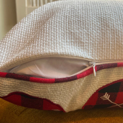 Buffalo Plaid Merry Christmas Embroidered Pillow Cover  DAME BOHEME