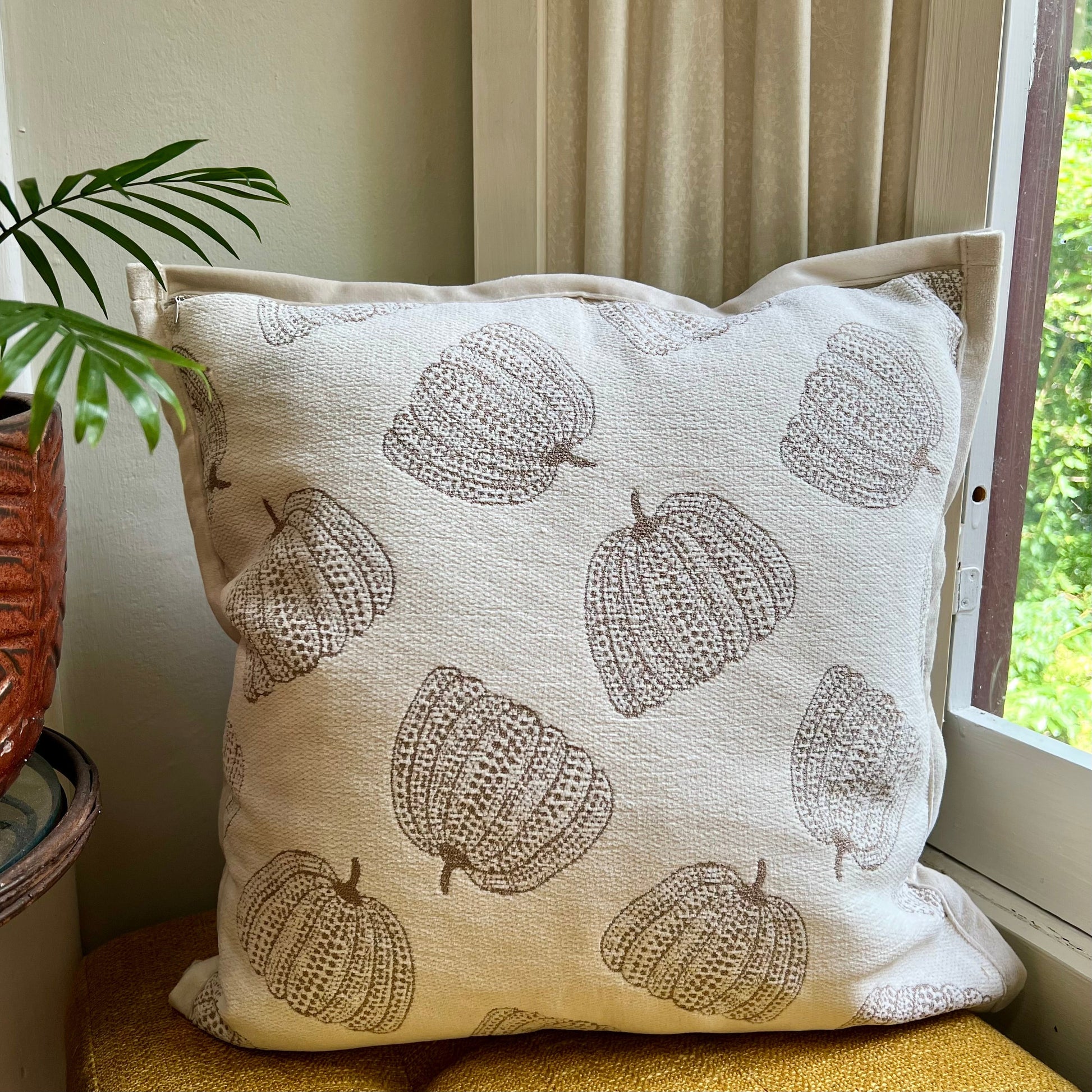 Chenille Tan Pumpkin Pillow Cover  DAME BOHEME