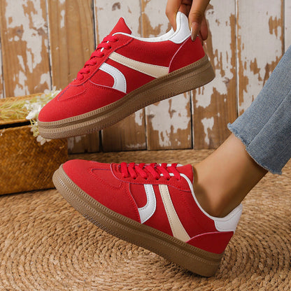 Contrast Round Toe Platform Sneakers Trendsi