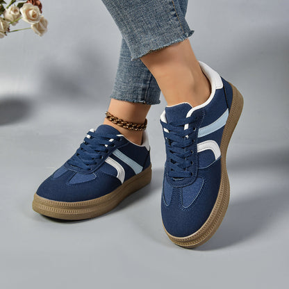 Contrast Round Toe Platform Sneakers Trendsi
