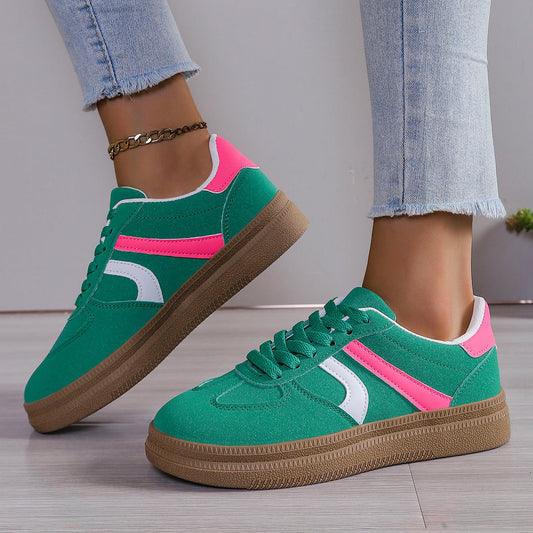 Contrast Round Toe Platform Sneakers Trendsi