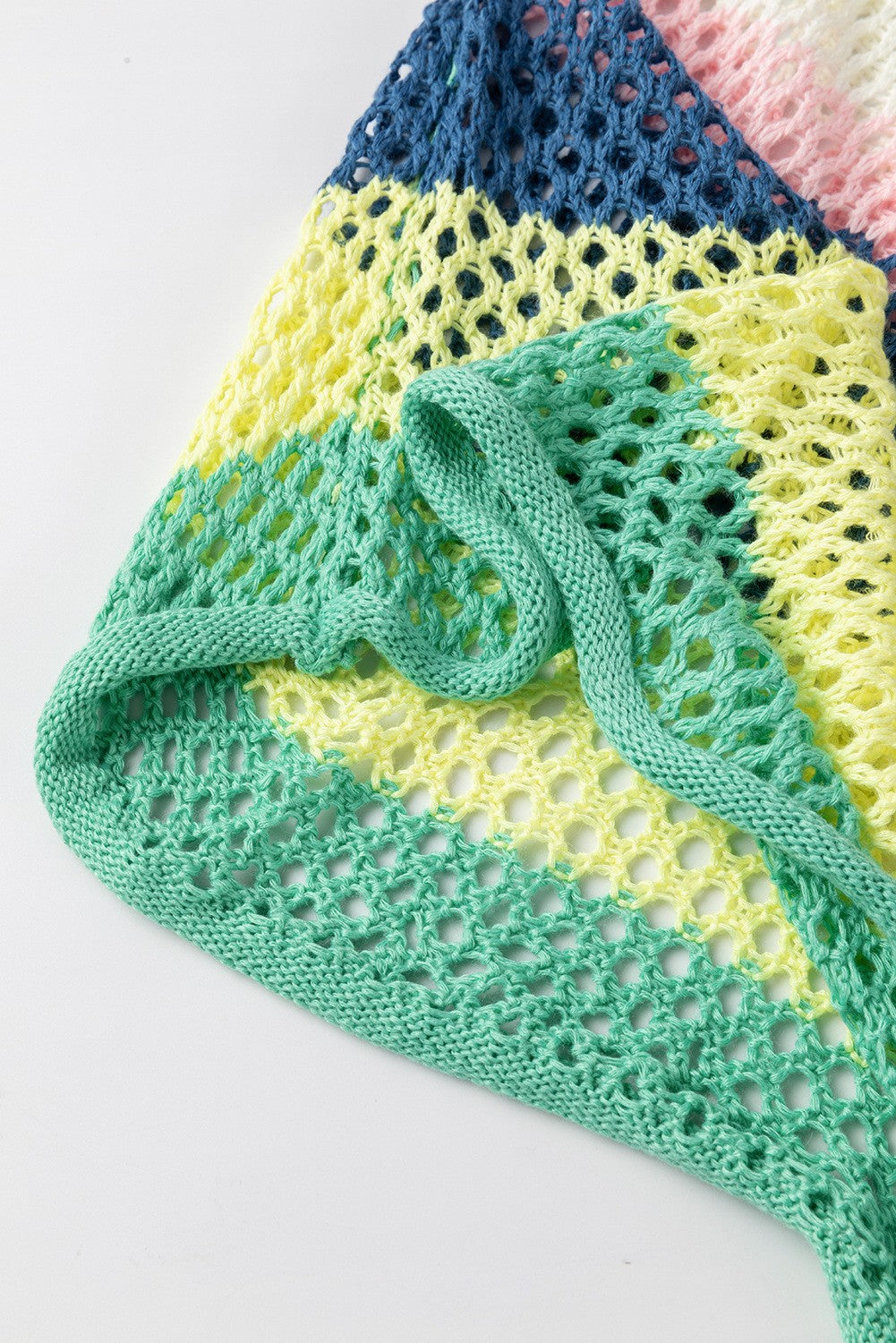 Colorblock Striped Hollow Knitted Top SHEWIN INC.