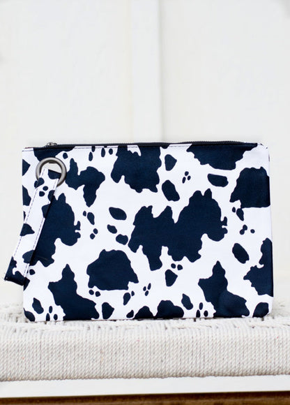 Cow Print Oversized Vegan PU Leather Everyday Clutch Aili's Corner