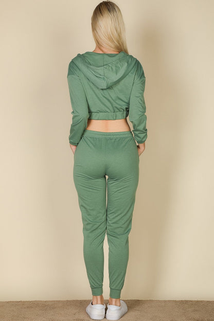 Cropped Cami with Zip-up Jacket and Joggers 3 Piece Set Capella