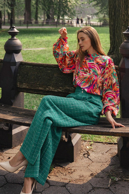 ADORING DEVOTION High Neck Tropical Print Blouse  DAME BOHEME