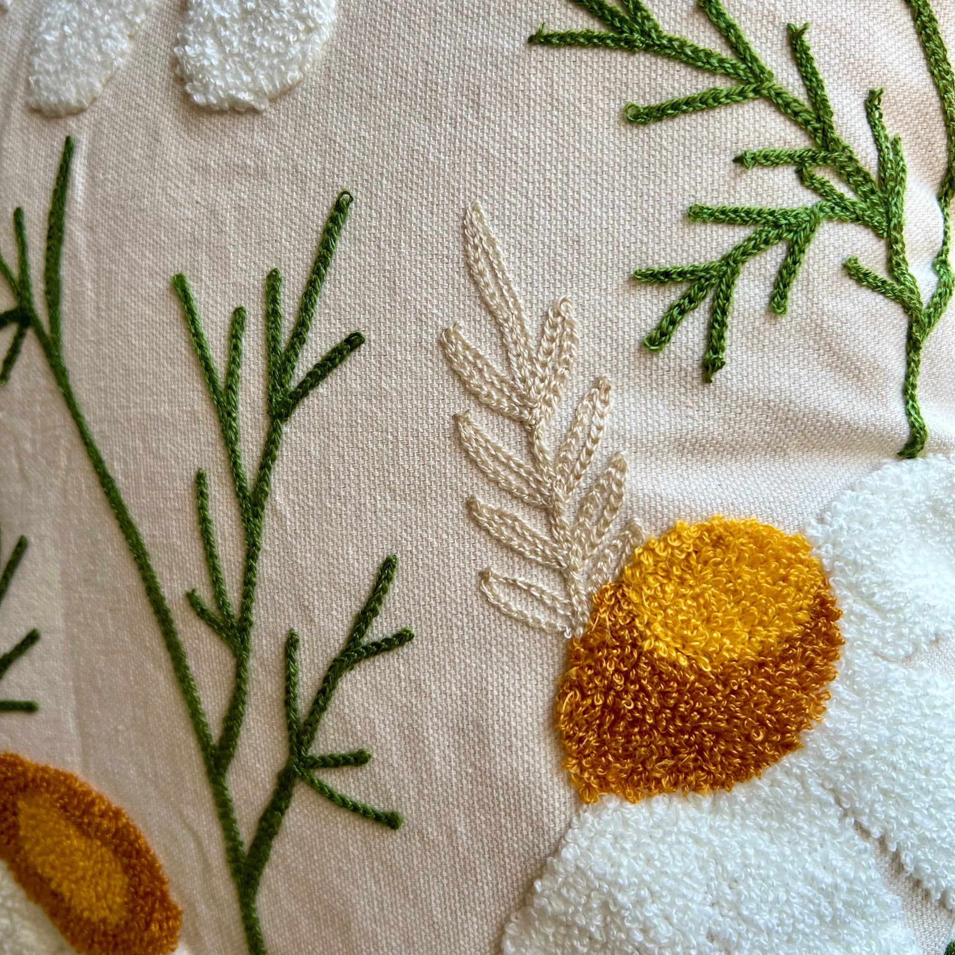 Daisy Embroidered Throw Pillow Cover  DAME BOHEME