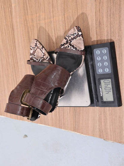 Ankle Strap Crocodile Faux Leather High Heel Sandals Trendsi