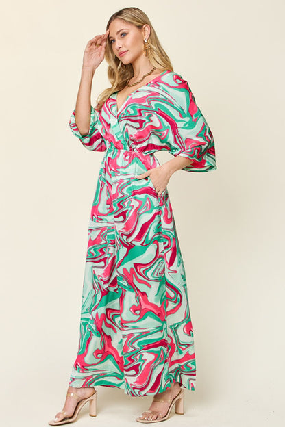 Double Take Full Size Half Sleeve Wide Leg Jumpsuit Trendsi