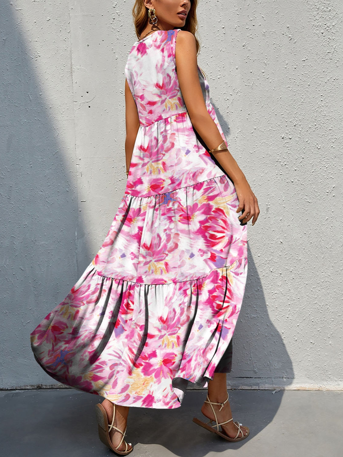 Floral Tiered Maxi Tank Sun Dress Trendsi