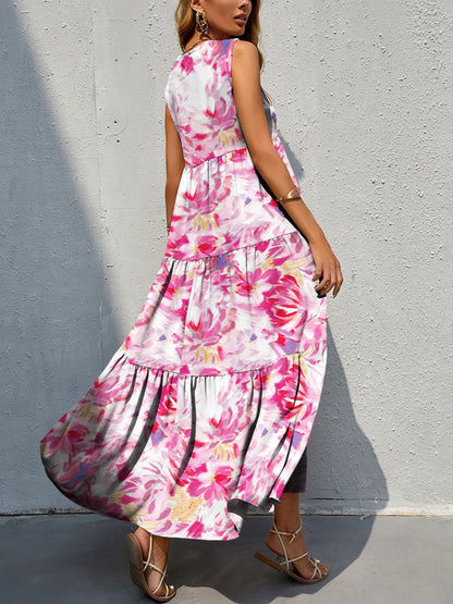 Floral Tiered Maxi Tank Sun Dress Trendsi