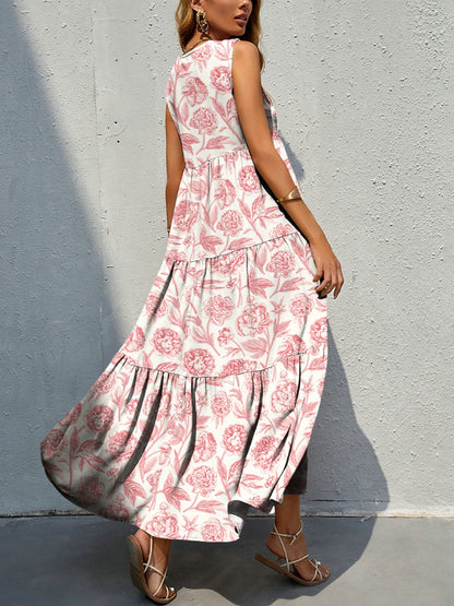 Floral Tiered Maxi Tank Sun Dress Trendsi