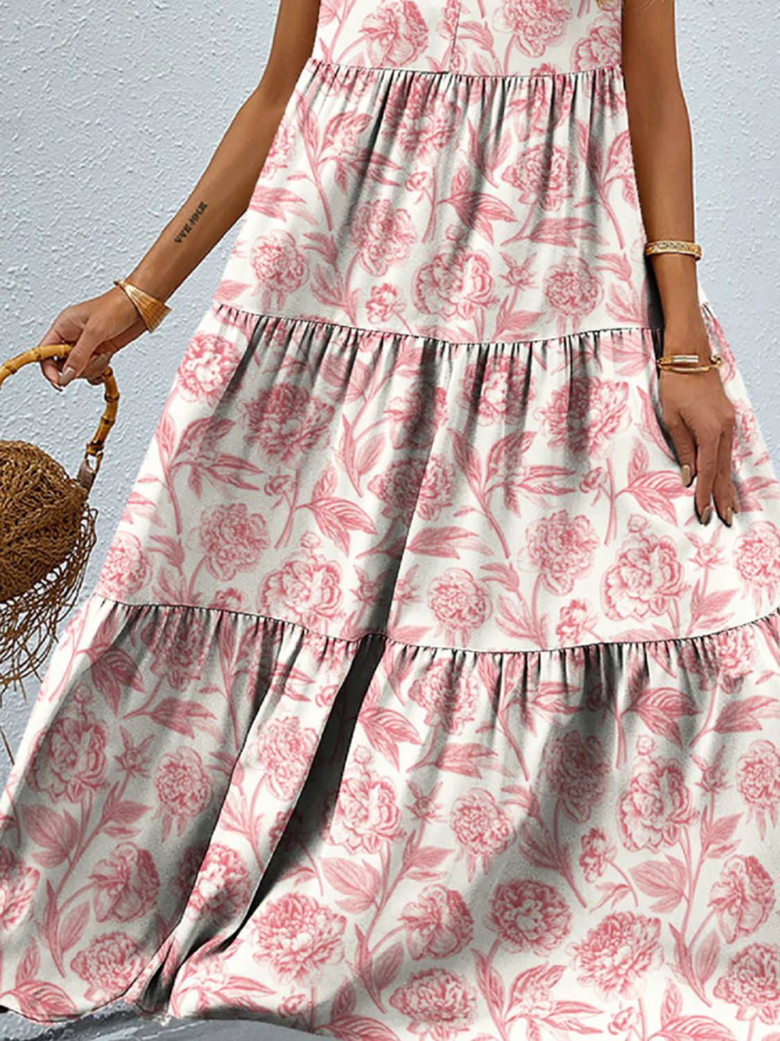 Floral Tiered Maxi Tank Sun Dress Trendsi