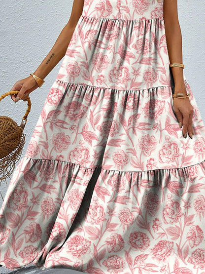 Floral Tiered Maxi Tank Sun Dress Trendsi
