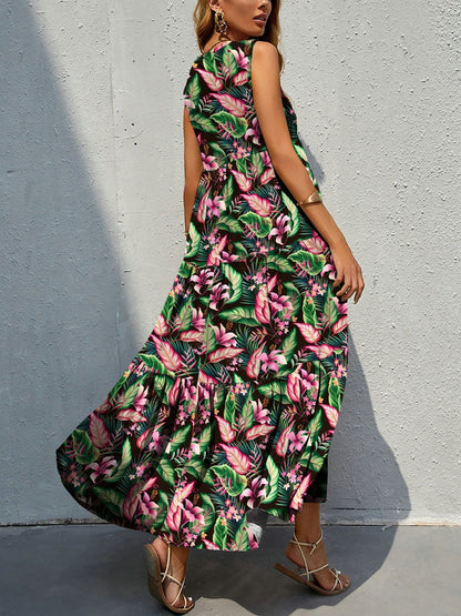 Floral Tiered Maxi Tank Sun Dress Trendsi