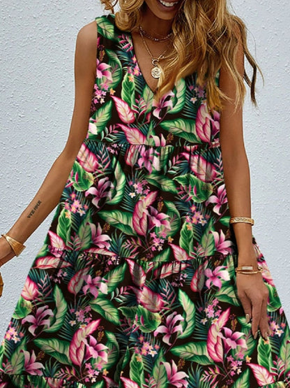 Floral Tiered Maxi Tank Sun Dress Trendsi