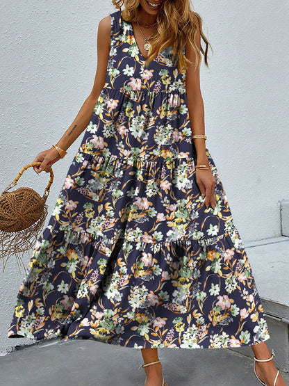 Floral Tiered Maxi Tank Sun Dress Trendsi