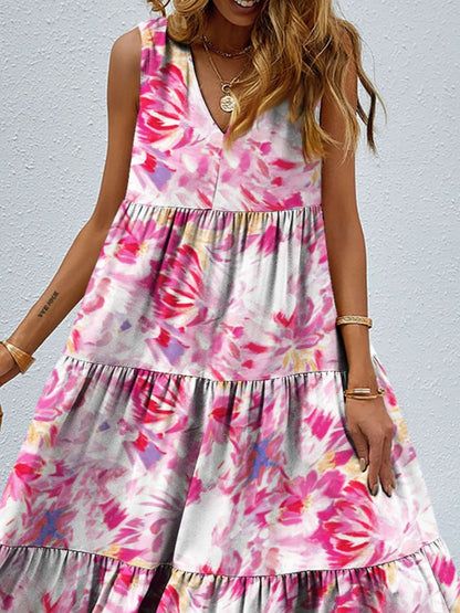 Floral Tiered Maxi Tank Sun Dress Trendsi