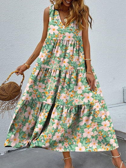 Floral Tiered Maxi Tank Sun Dress Trendsi