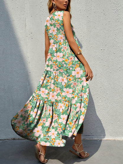 Floral Tiered Maxi Tank Sun Dress Trendsi