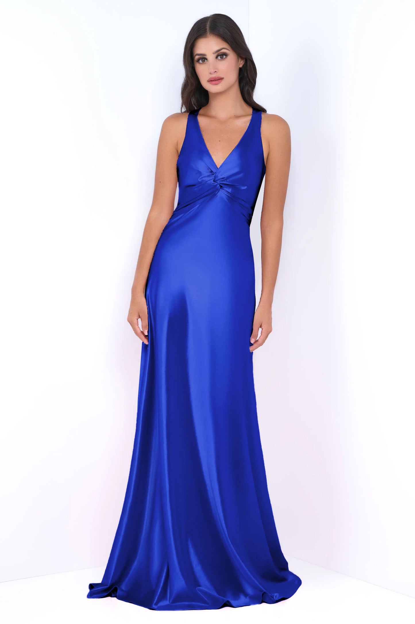 Odette Maxi Dress - Royal - Open Back With Adjustable Bow Tie Detail  DAME BOHEME
