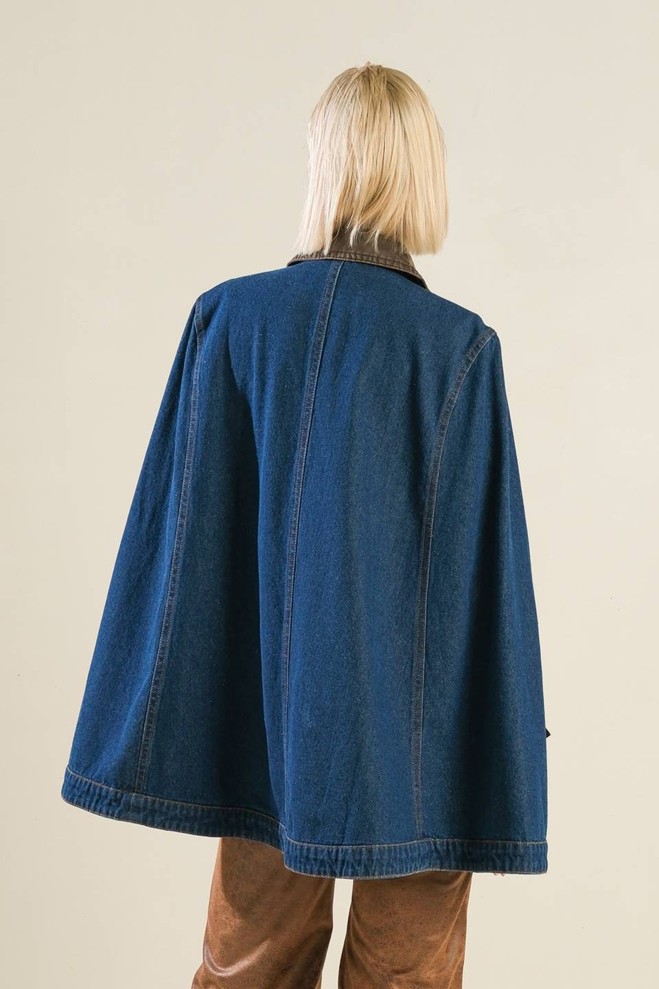 IF THOU MUST LOVE ME DENIM CAPE JACKET  DAME BOHEME