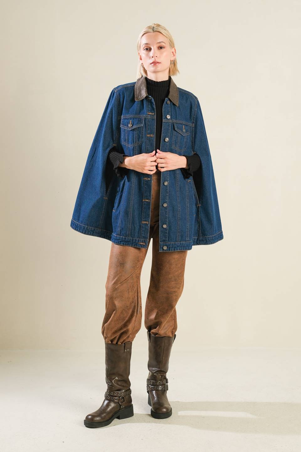 IF THOU MUST LOVE ME DENIM CAPE JACKET  DAME BOHEME