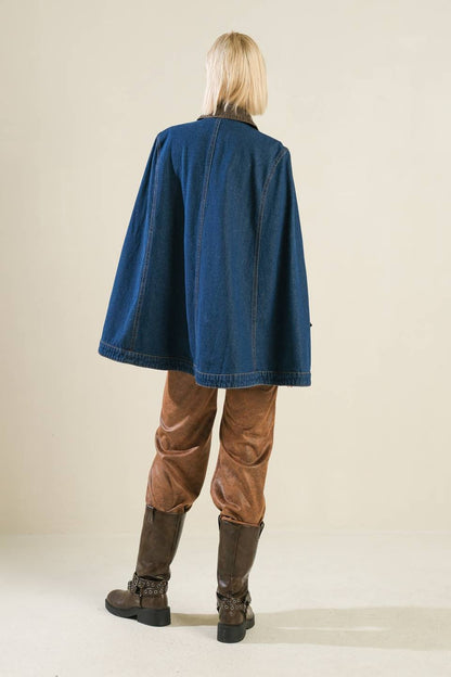 IF THOU MUST LOVE ME DENIM CAPE JACKET  DAME BOHEME