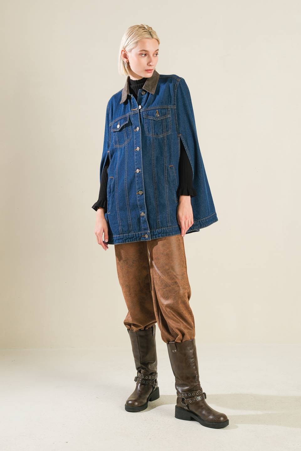 IF THOU MUST LOVE ME DENIM CAPE JACKET  DAME BOHEME