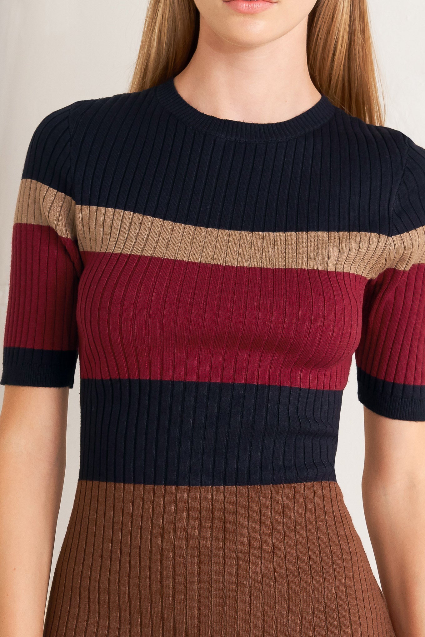 FALL RHYTHM COLOR BLOCKED MIDI SWEATER DRESS  DAME BOHEME