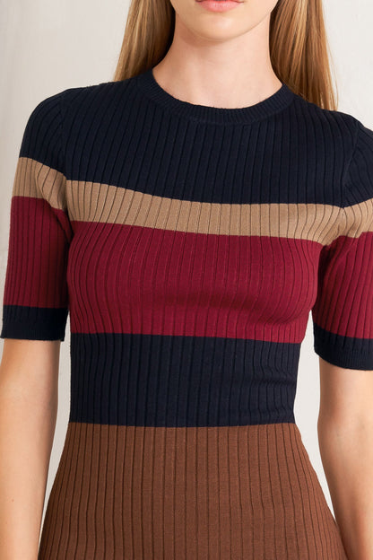 FALL RHYTHM COLOR BLOCKED MIDI SWEATER DRESS  DAME BOHEME