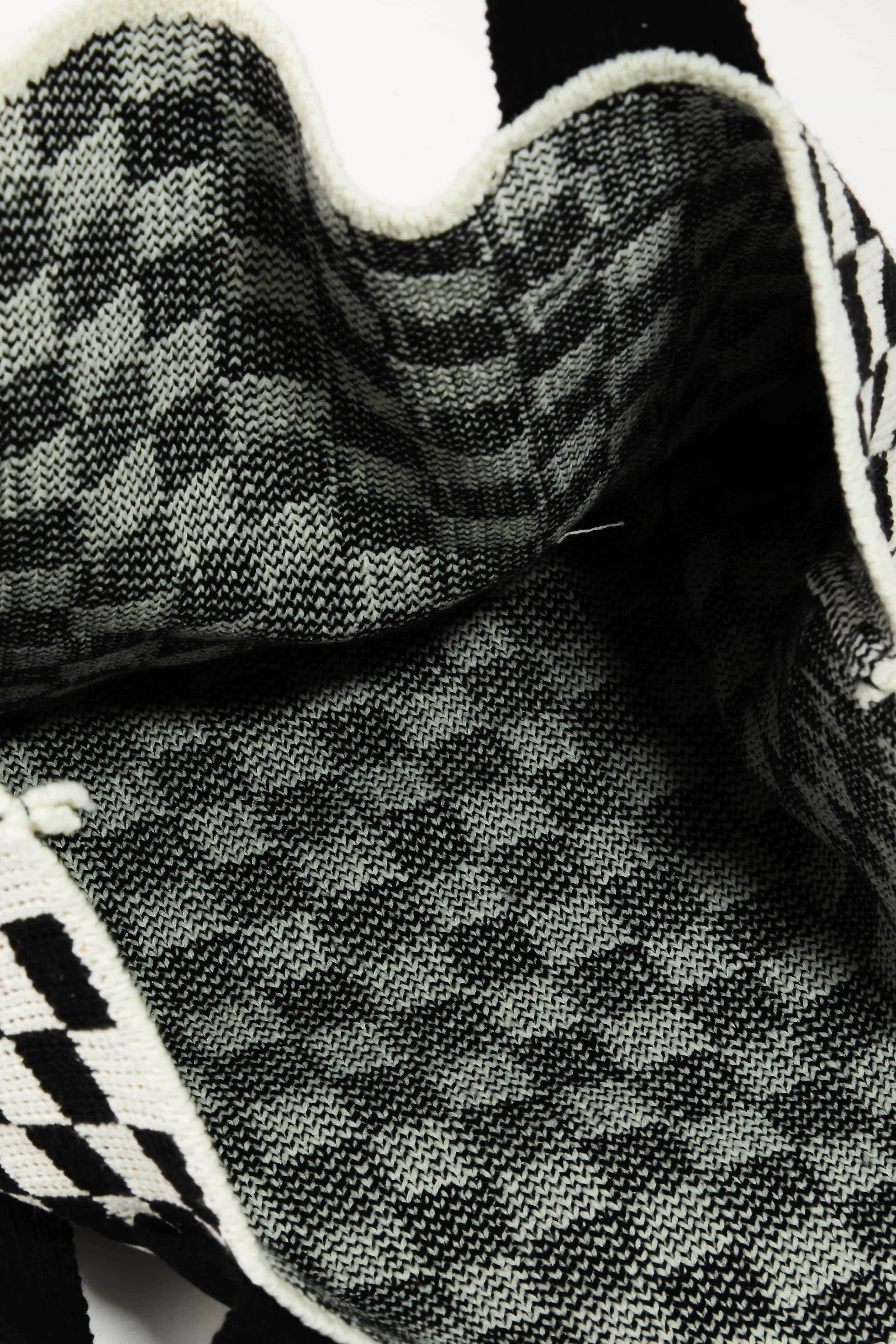 Fame Checkered Pattern Knit Tote Bag