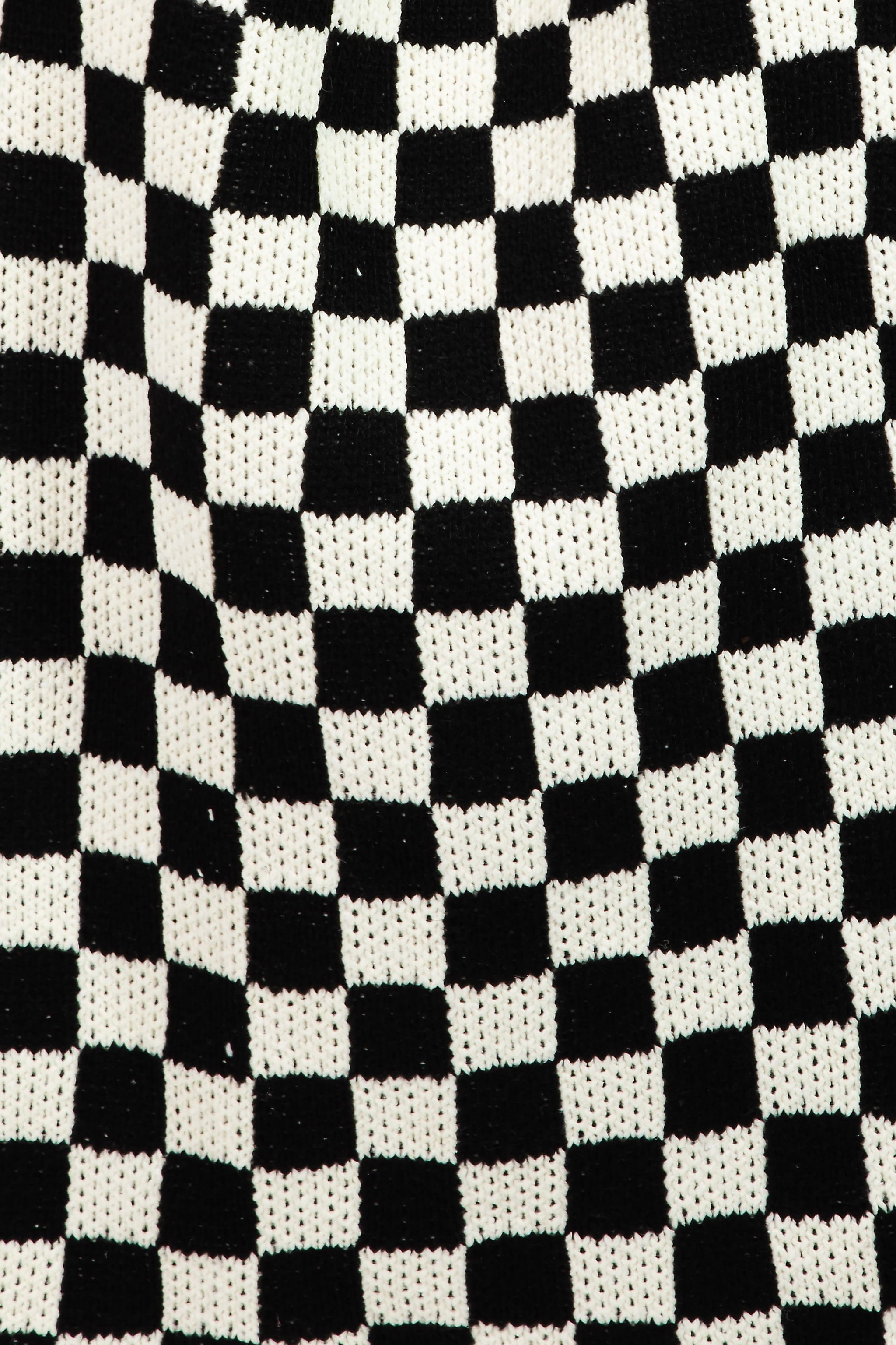 Fame Checkered Pattern Knit Tote Bag